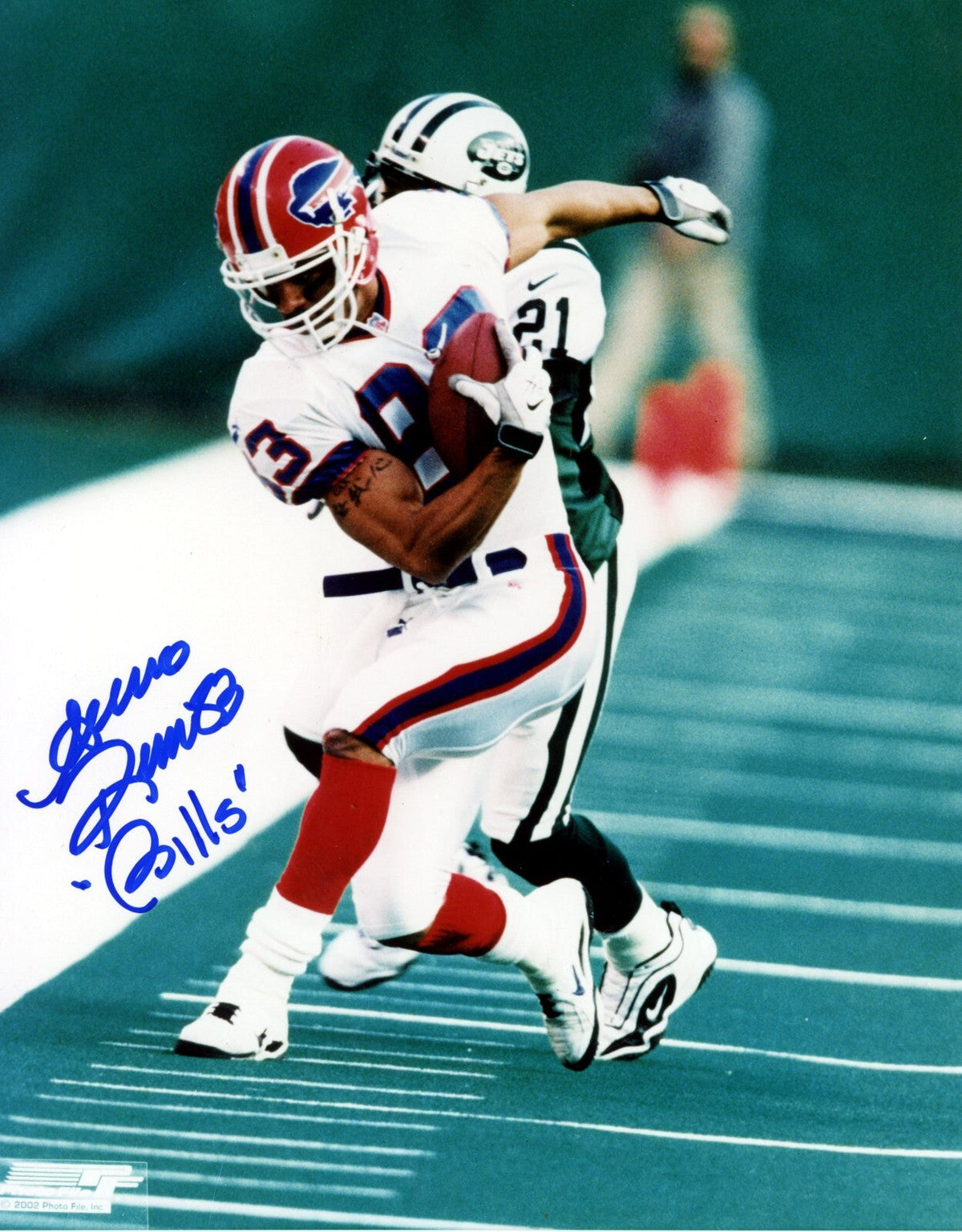 Andre Reed Signed Buffalo Bills 8x10 Photo File w/ Bills Inscription LSCM Authenticated #1-Powers Sports Memorabilia