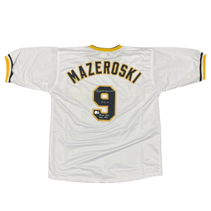Bill Mazeroski Signed Pirates Custom Jersey w/ 2 Ins Beckett Witness BAS COA-Powers Sports Memorabilia