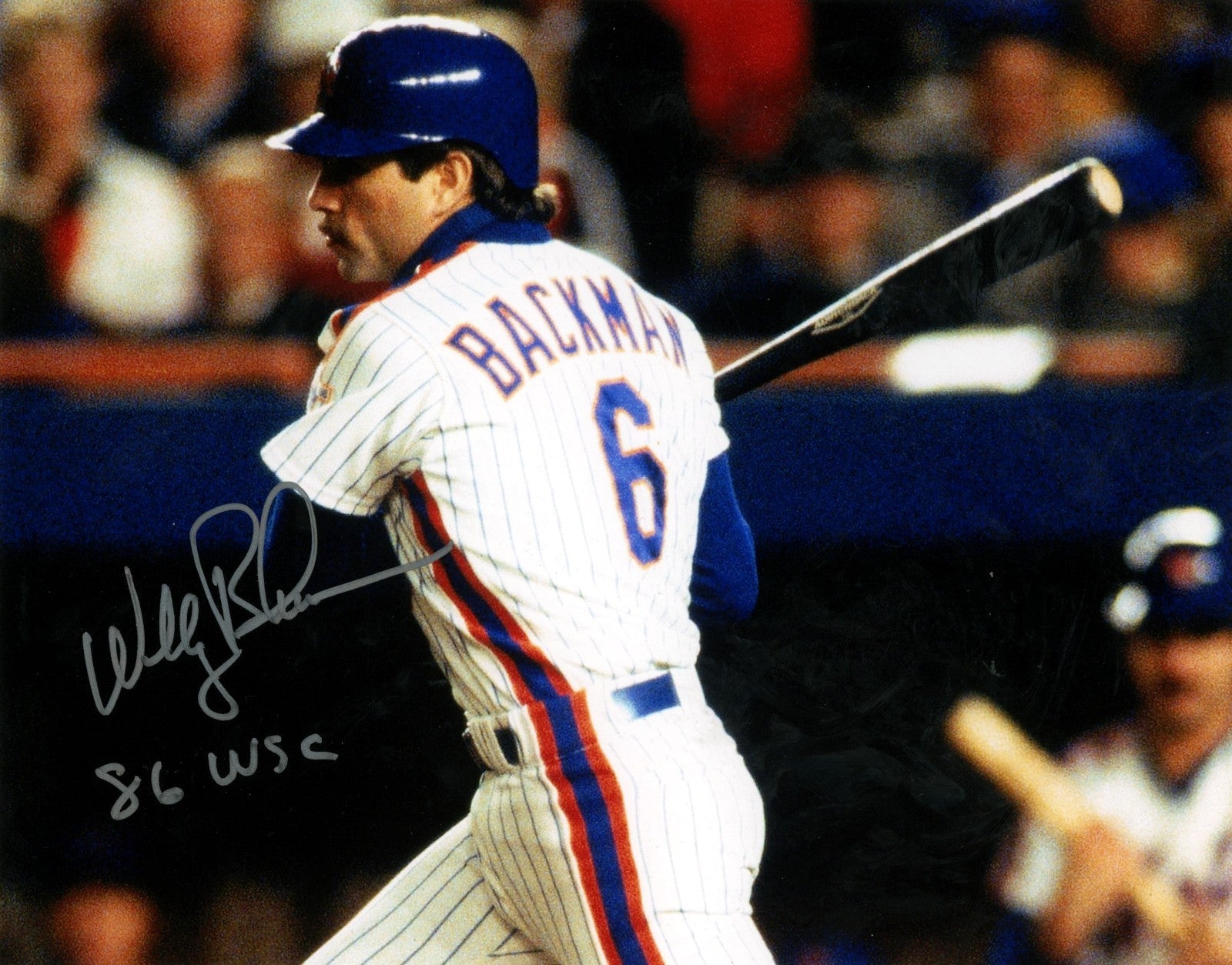 Wally Backman Signed New York Mets 8x10 Photo w/ 86 WSC LSCM Authenticated-Powers Sports Memorabilia
