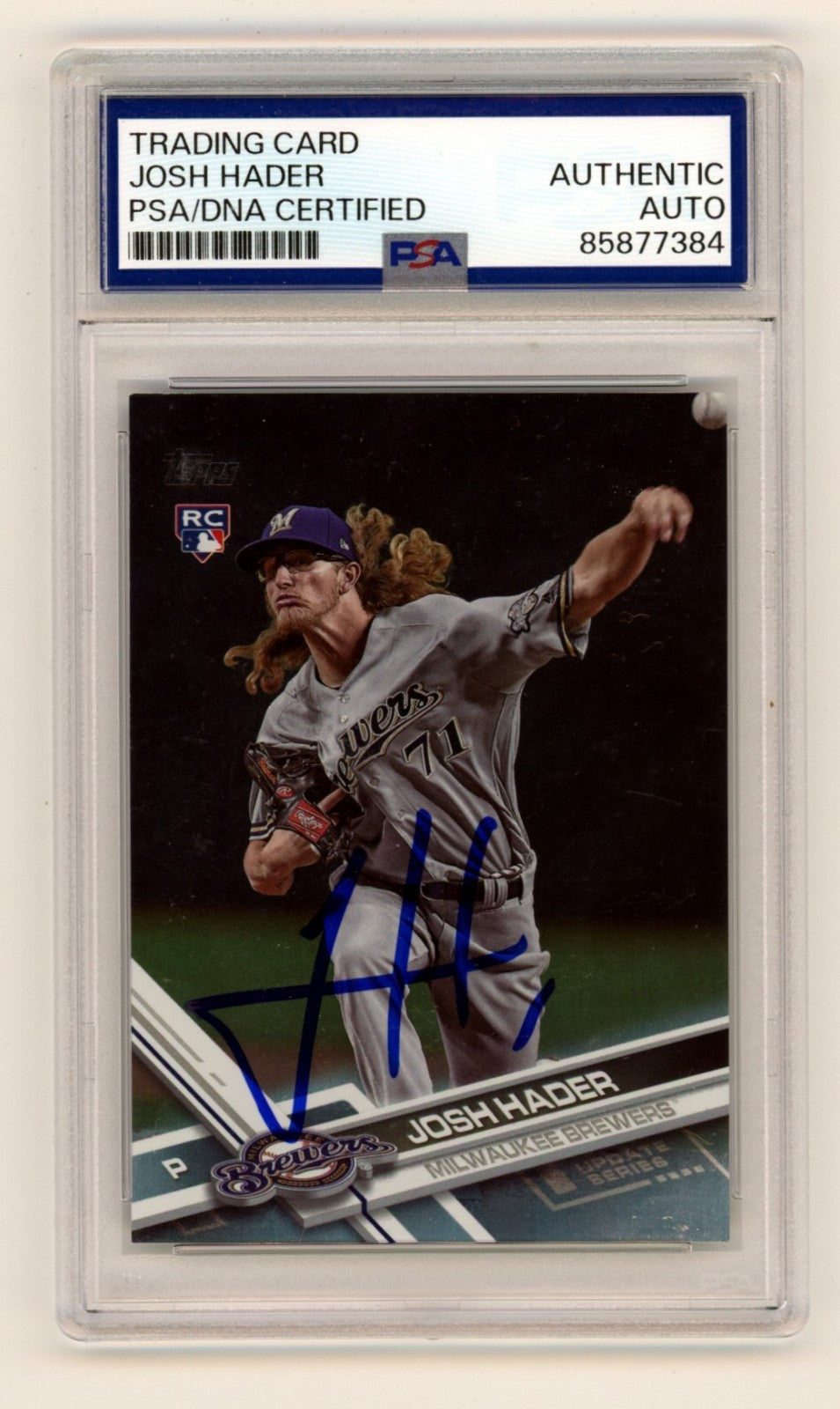 Josh Hader 2017 Topps Update #US209 Rainbow Foil Signed RC PSA Authentic Auto-Powers Sports Memorabilia
