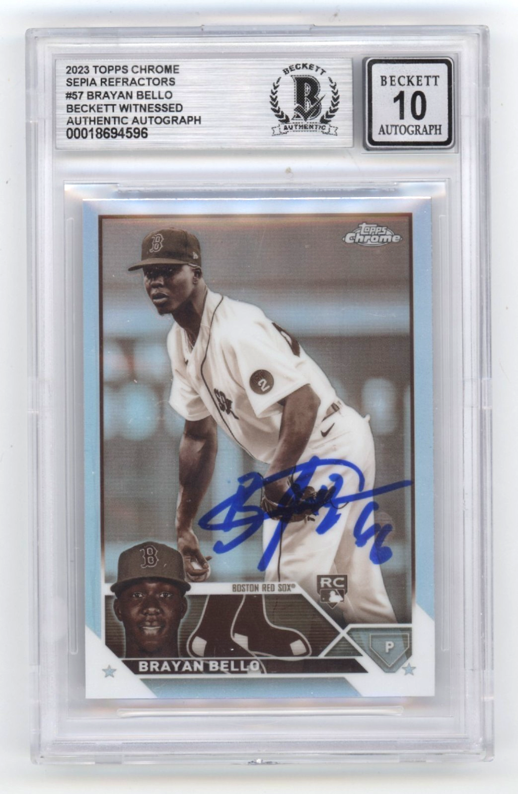 Brayan Bello 2023 Topps #57 Sepia Refractor Signed Rookie RC Beckett BGS 10 Auto-Powers Sports Memorabilia
