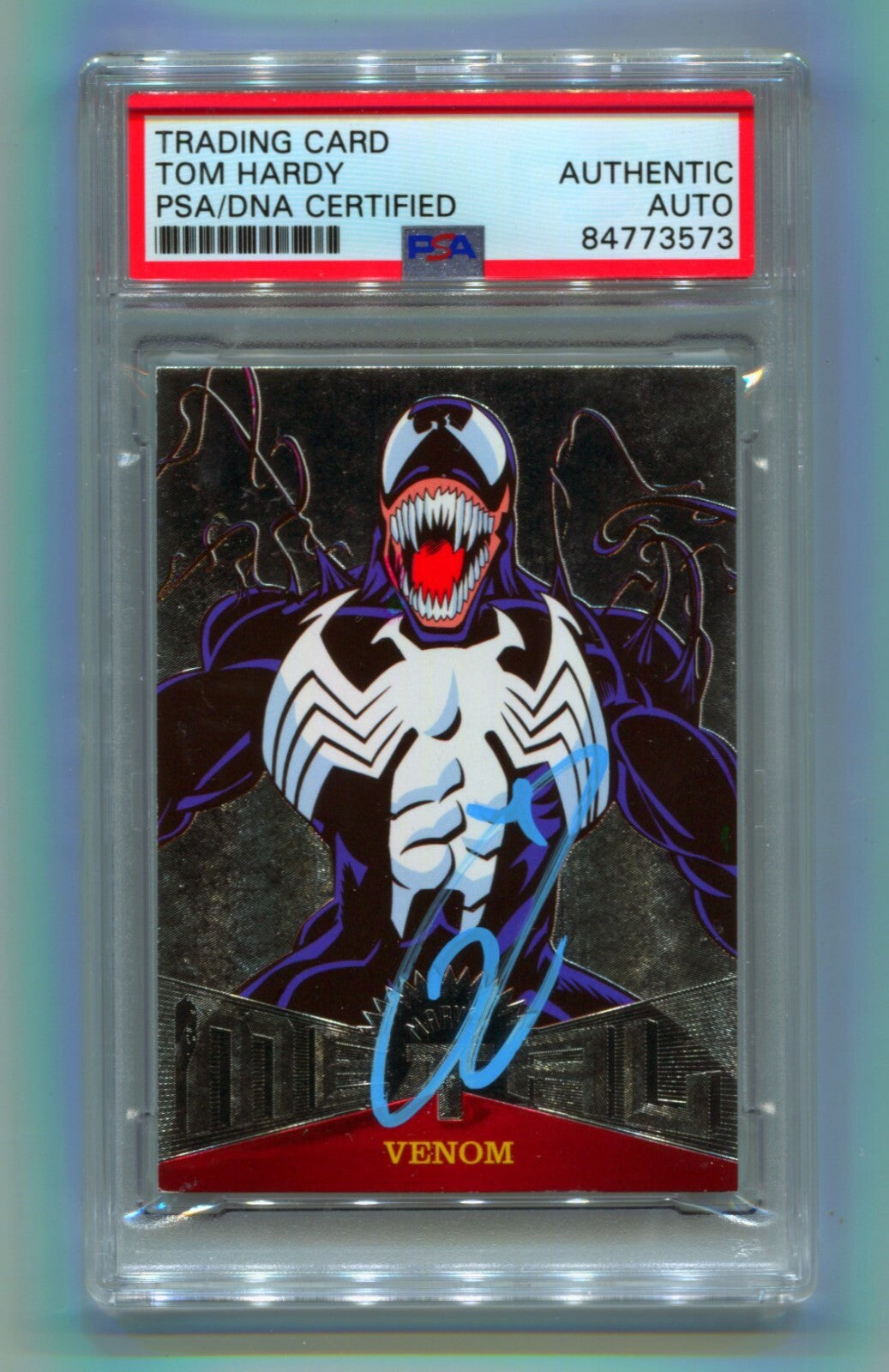 Tom Hardy 2017 Fleer Ultra Metal Spider-Man MM23 Venom Signed Auto PSA Authentic-Powers Sports Memorabilia