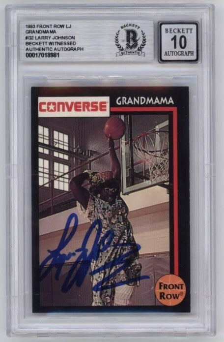 Larry Johnson 1993 Front Row #G2 Grandmama Converse Signed Beckett BGS 10 Auto-Powers Sports Memorabilia