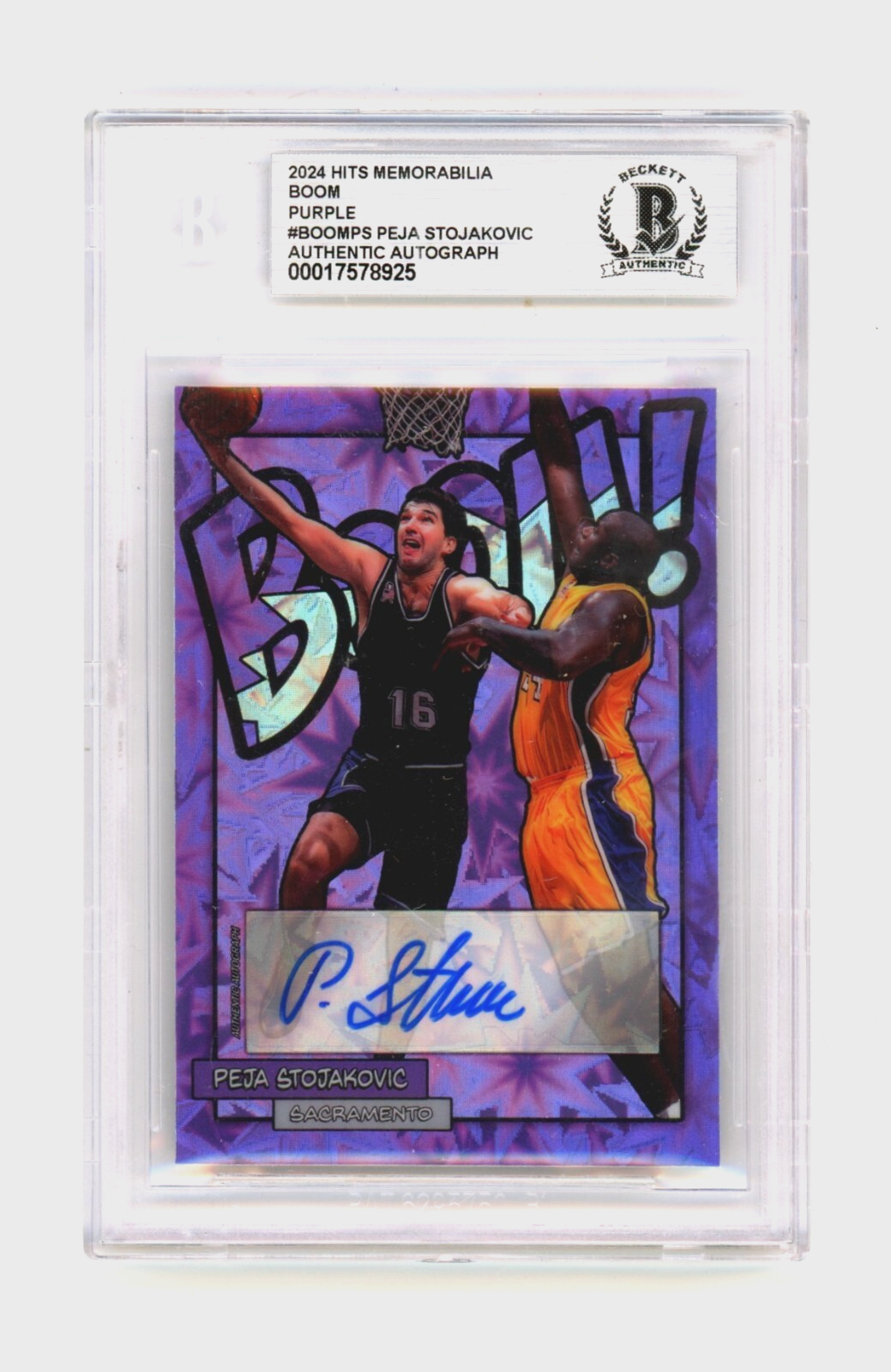 Peja Stojakovic 2024 Hits Memorabilia BOOM Purple /3 Signed BGS BAS Auto Kings-Powers Sports Memorabilia
