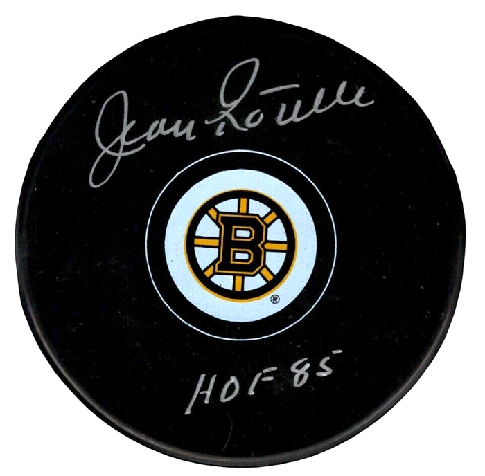 Jean Ratelle Signed Boston Bruins Puck w/ HOF 85 Beckett Witness Authenticated-Powers Sports Memorabilia