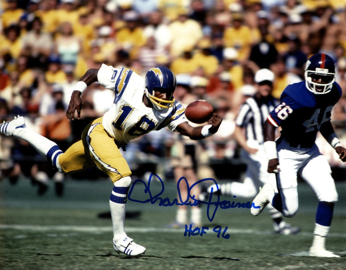 Charlie Joiner Signed San Diego Chargers 8x10 Photo w/ HOF 96 LSCM Authenticated #1-Powers Sports Memorabilia