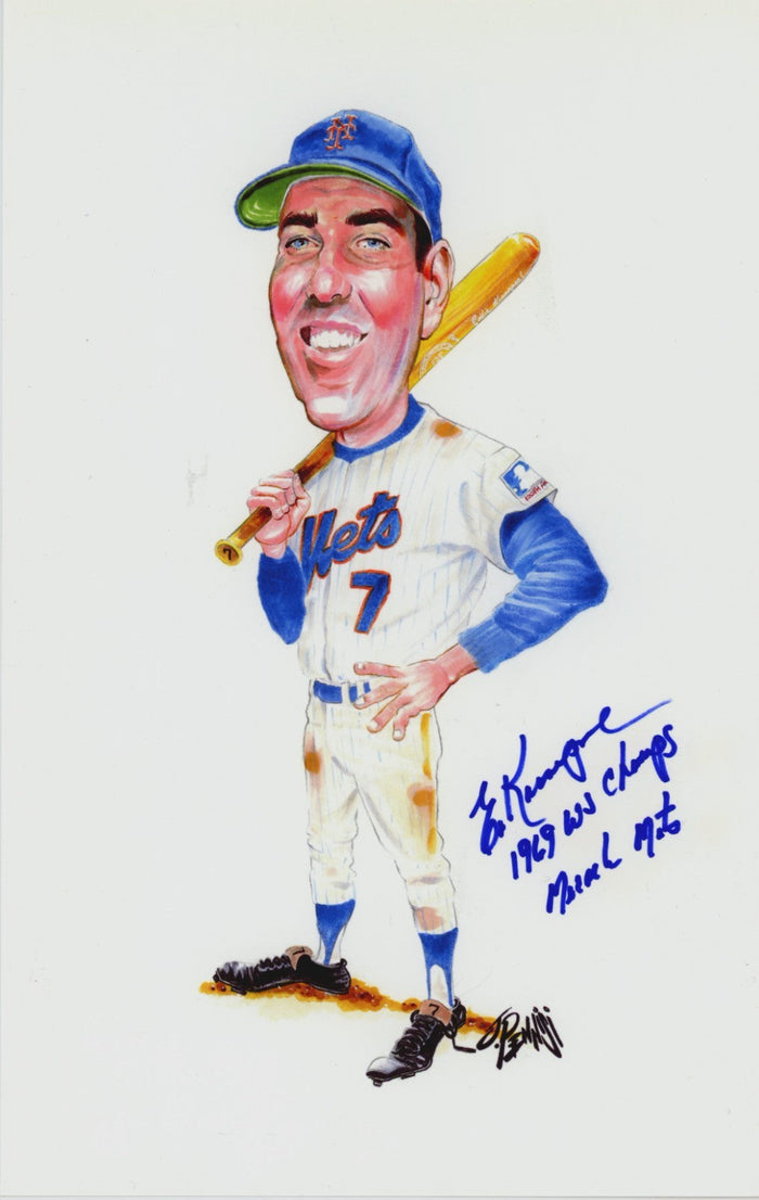 Ed Kranepool Signed 7x12 Lithograph Print w/ 1969 NL Champs LSCM Authenticated NY Mets-Powers Sports Memorabilia