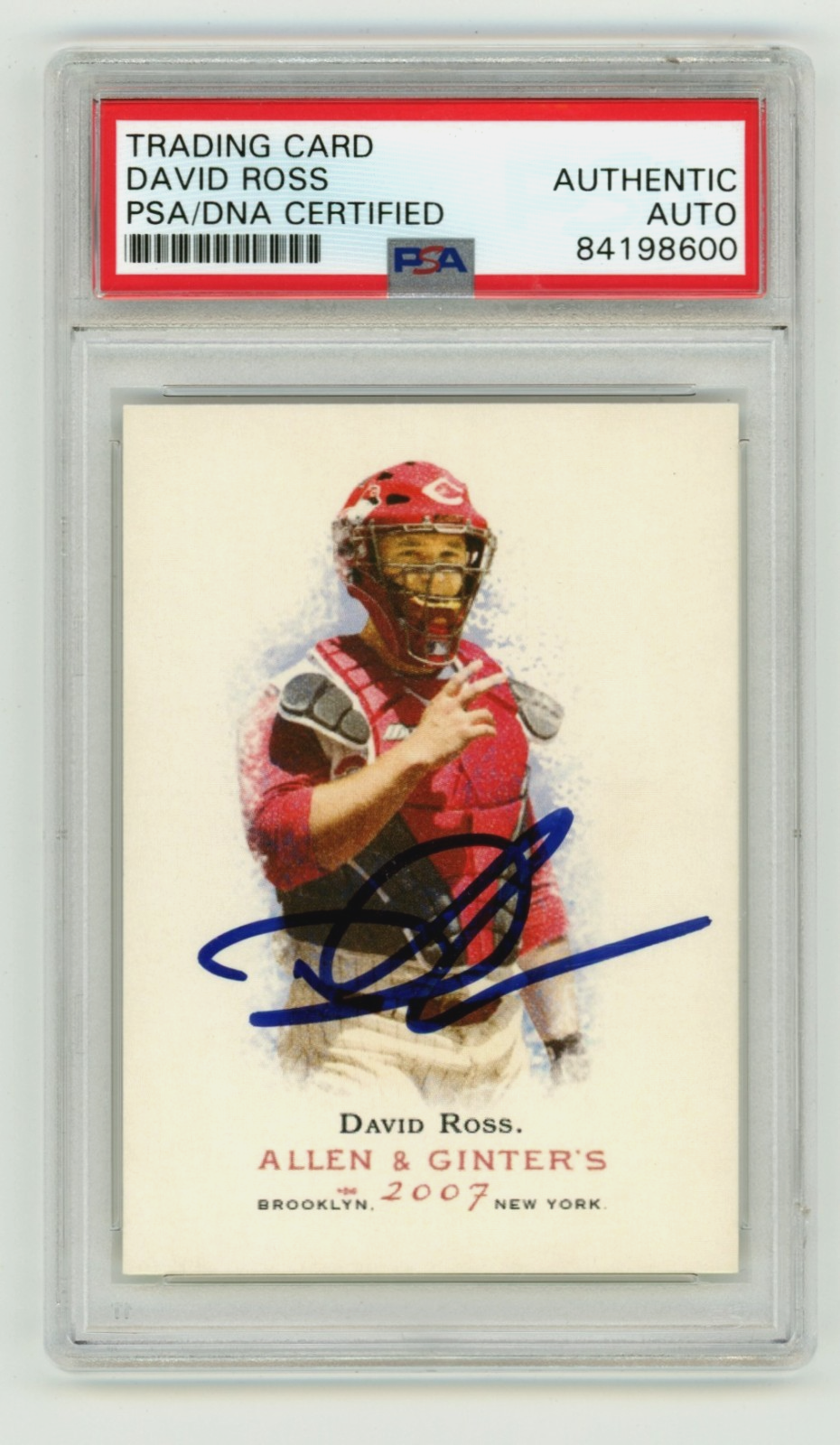 David Ross 2007 Topps Allen & Ginter Signed Auto PSA Authentic Auto Reds-Powers Sports Memorabilia