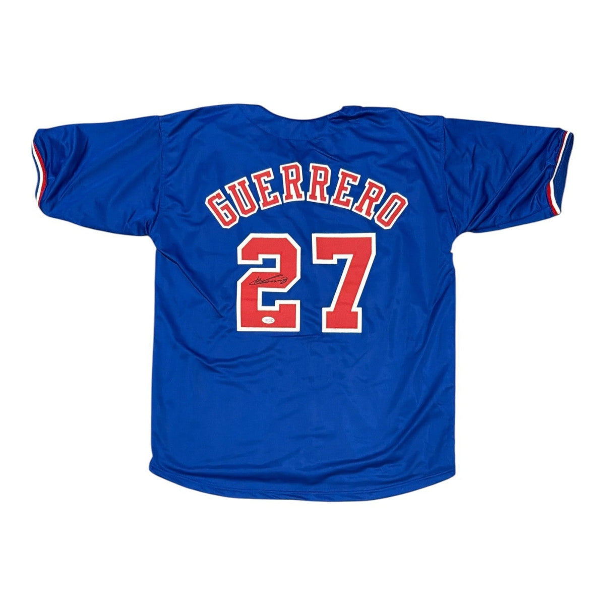 Vladimir Guerrero Signed Custom Jersey JSA Witness Authenticated - Blue Jersey-Powers Sports Memorabilia