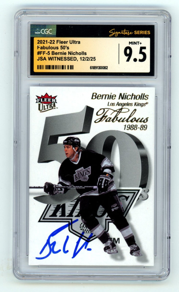 Bernie Nicholls 2021-22 Fleer Ultra Fabulous 50's Signed JSA CGC 9.5 LA Kings-Powers Sports Memorabilia