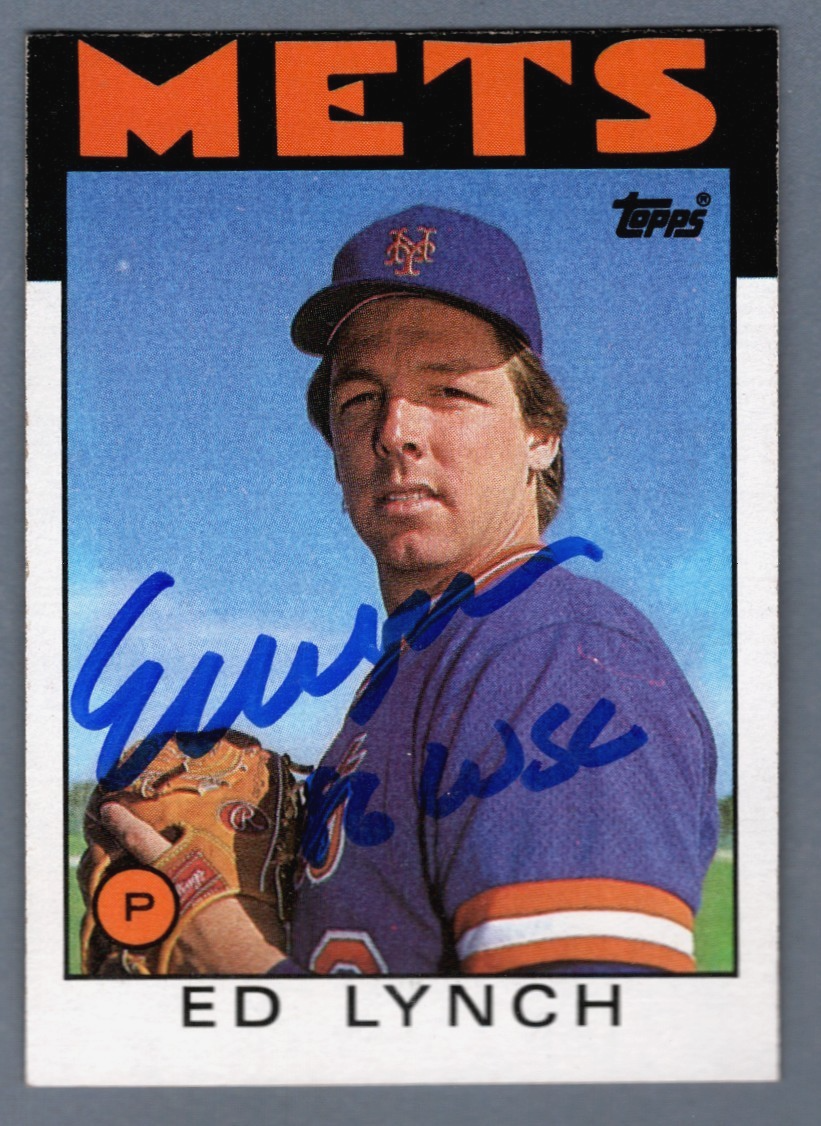 Ed Lynch Signed 1986 Topps #68 w/ 86 WSC LSCM Authenticated New York Mets-Powers Sports Memorabilia