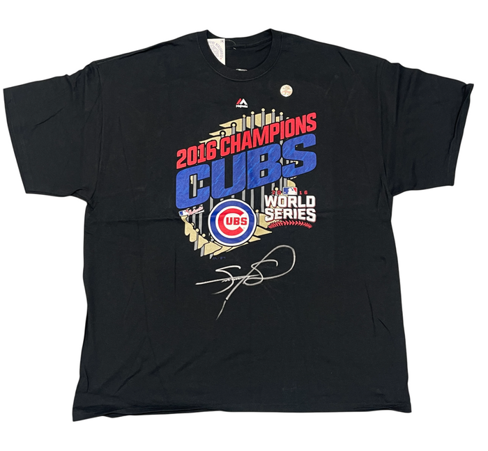 Sammy Sosa Signed 2016 Chicago Cubs World Series Champions Shirt Beckett Authenticated-Powers Sports Memorabilia