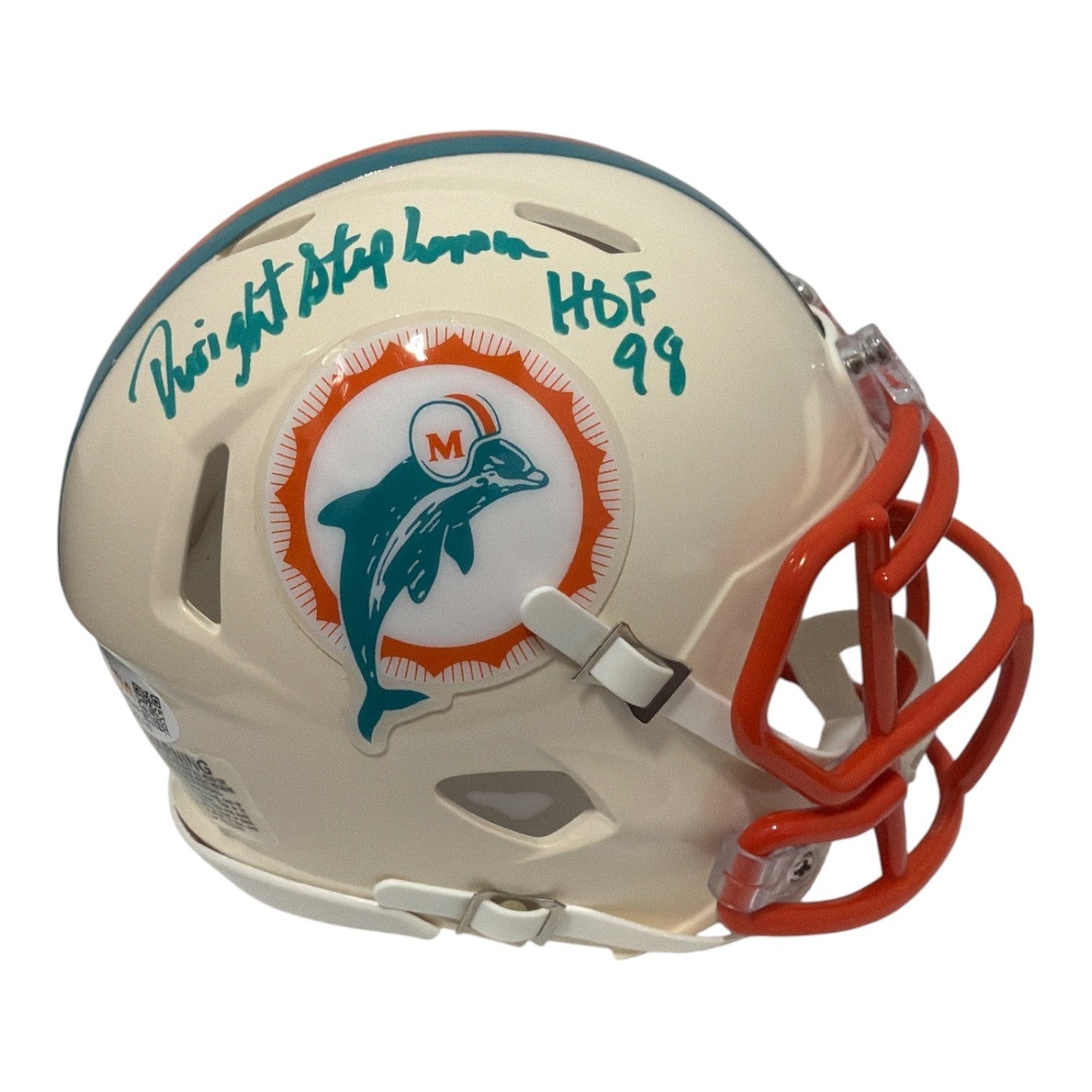 Dwight Stephenson Signed Dolphins Retro Mini Helmet w/ HOF 98 JSA Witness Authenticated-Powers Sports Memorabilia