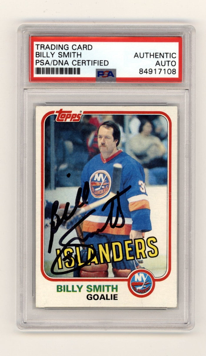 Billy Smith 1981-82 Topps East #93 Signed PSA Authentic Black Auto Islanders HOF-Powers Sports Memorabilia