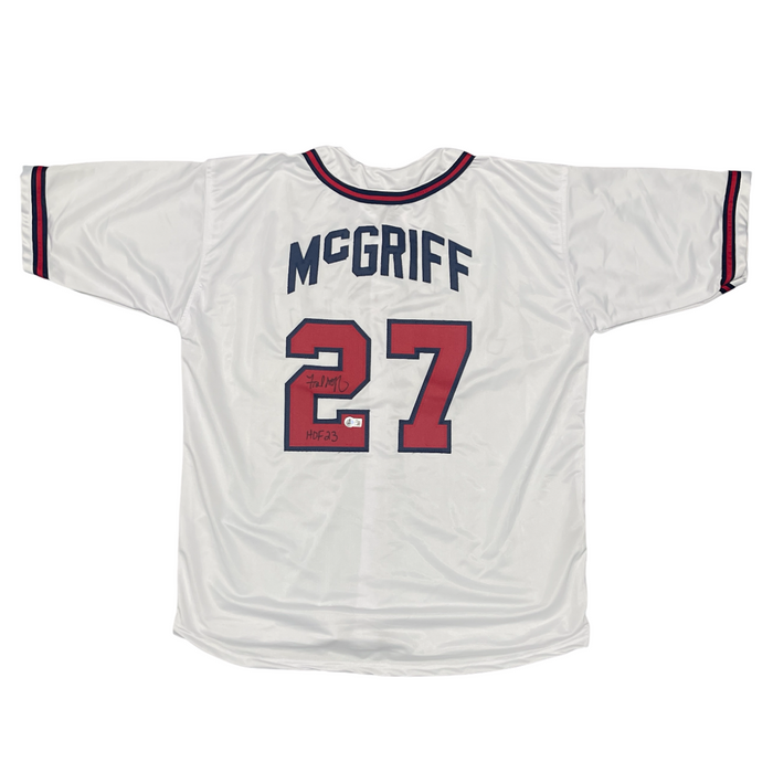 Fred McGriff Signed Braves Custom Jersey w/ HOF 2023 Beckett Witness BAS COA-Powers Sports Memorabilia