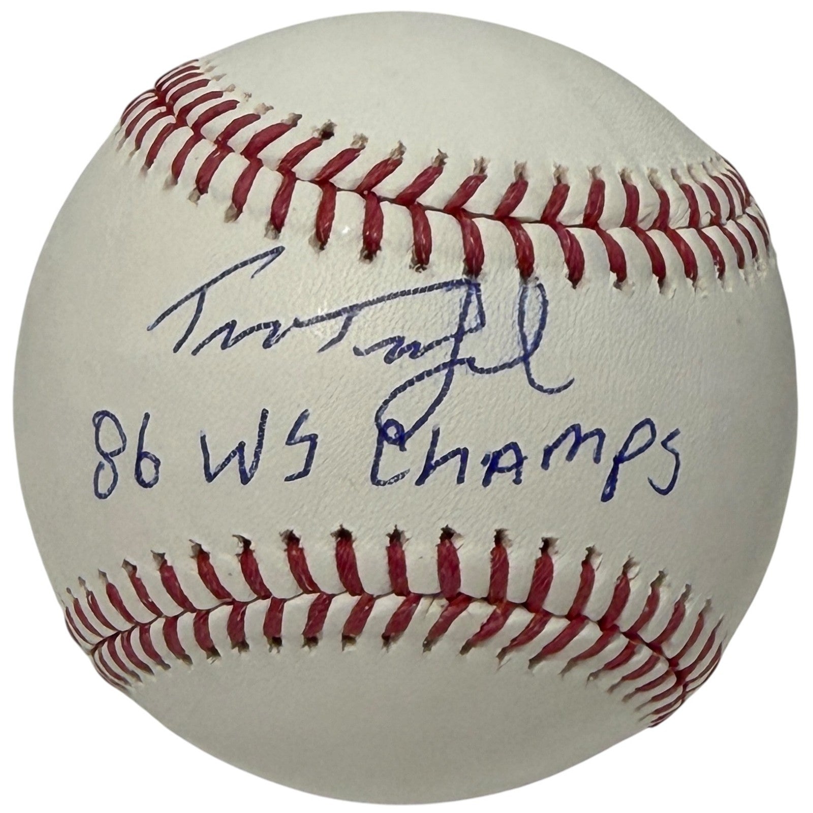 Tim Tuefel Signed ROMLB Baseball w/ 86 WS Champs Insc JSA Witness Authenticated-Powers Sports Memorabilia