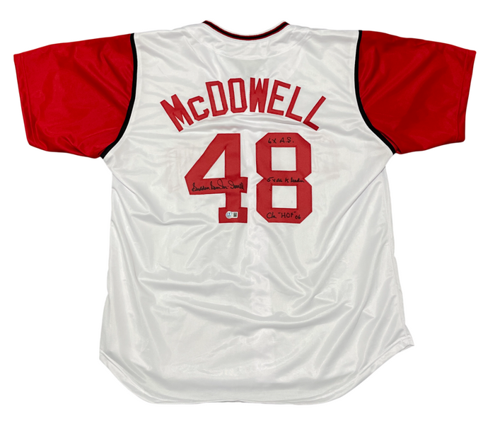 Sam McDowell Signed Cleveland Indians Custom Jersey w/ 4 Insc Beckett W BAS COA-Powers Sports Memorabilia