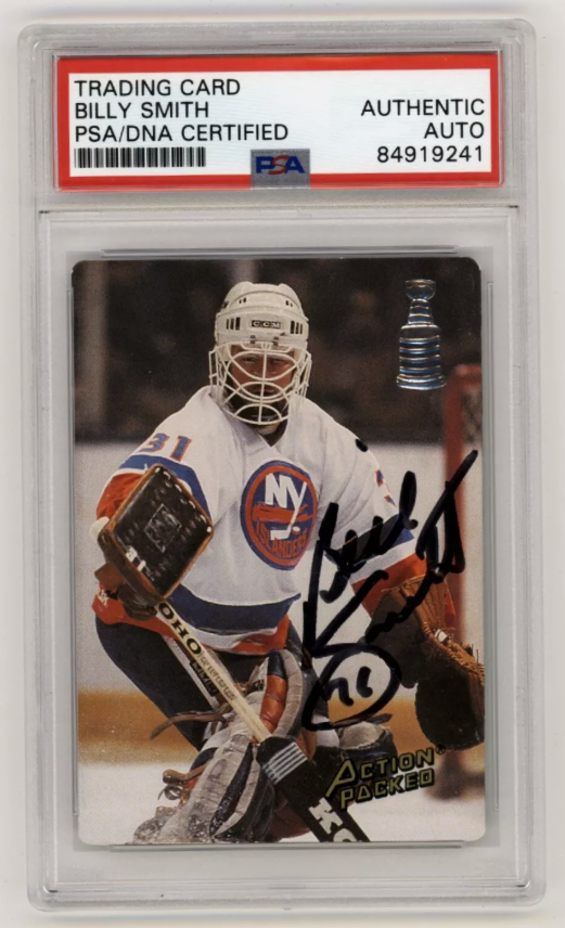 Billy Smith 1993 Action Packed HOF Induction #3 Signed PSA Auth Auto Islanders-Powers Sports Memorabilia