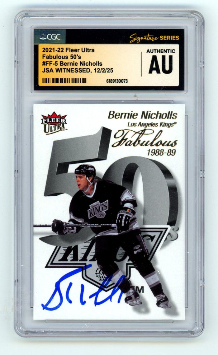 Bernie Nicholls 2021-22 Fleer Ultra Fabulous 50's Signed JSA CGC Authentic Kings-Powers Sports Memorabilia
