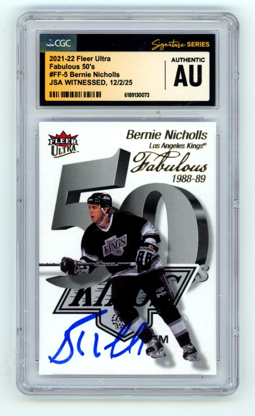 Bernie Nicholls 2021-22 Fleer Ultra Fabulous 50's Signed JSA CGC Authentic Kings-Powers Sports Memorabilia