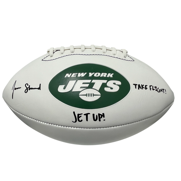 Jamien Sherwood Signed New York Jets White Football w/ 2x Ins Beckett W Beckett Authenticated-Powers Sports Memorabilia