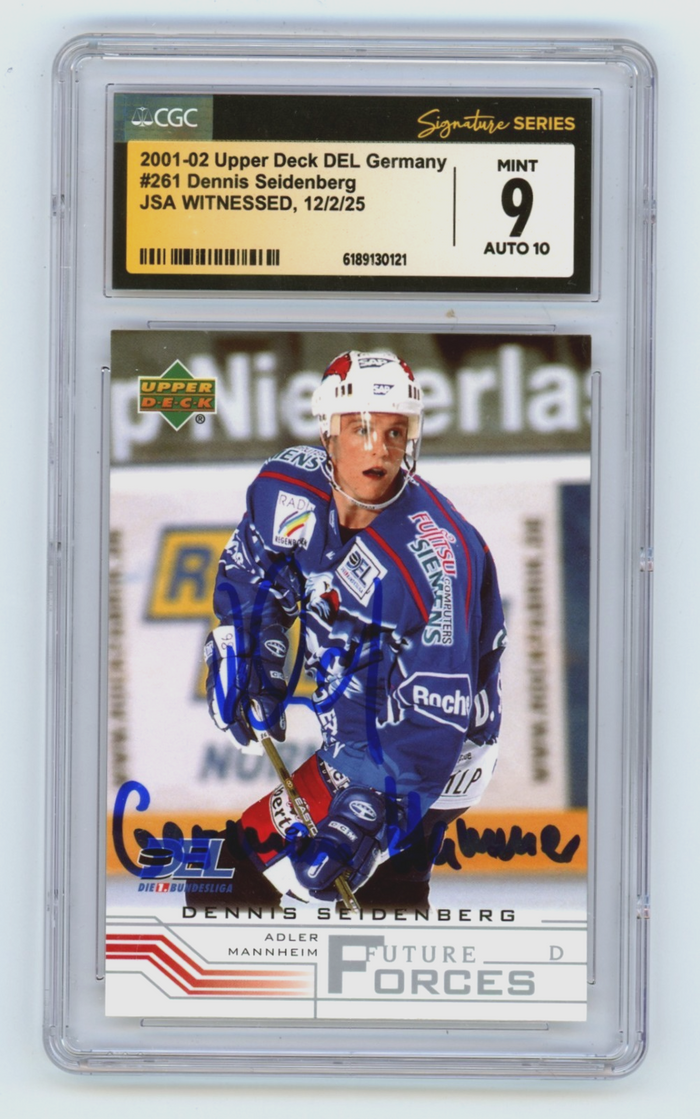 Dennis Seidenberg 2001-02 Upper Deck DEL German Hammer Signed JSA CGC 9 10 Auto-Powers Sports Memorabilia