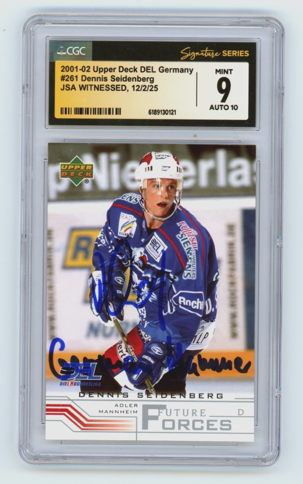 Dennis Seidenberg 2001-02 Upper Deck DEL German Hammer Signed JSA CGC 9 10 Auto-Powers Sports Memorabilia