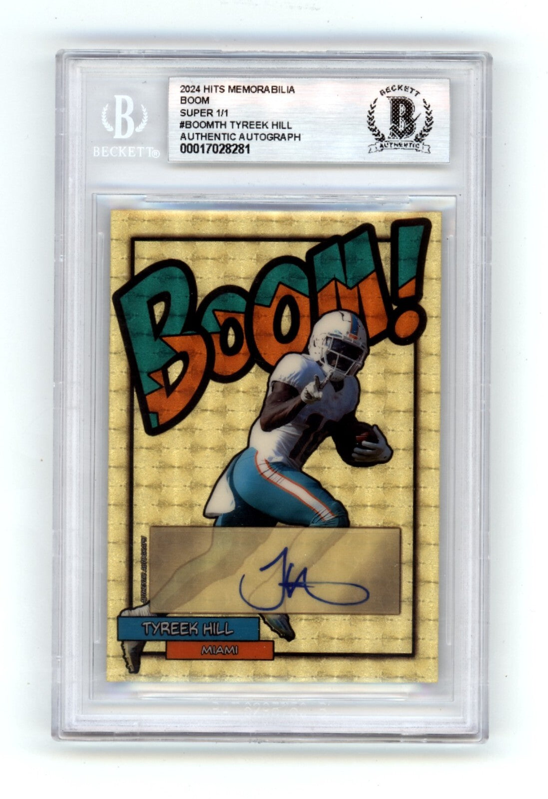 Tyreek Hill 2024 Hits Memorabilia BOOM Super #1/1 Signed BGS BAS Auto Dolphins-Powers Sports Memorabilia