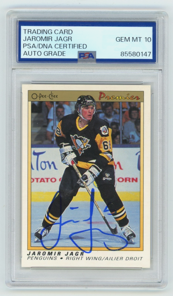 Jaromir Jagr 1990-91 O-Pee-Chee Premier #50 Rookie RC Signed PSA 10 GEM MINT-Powers Sports Memorabilia
