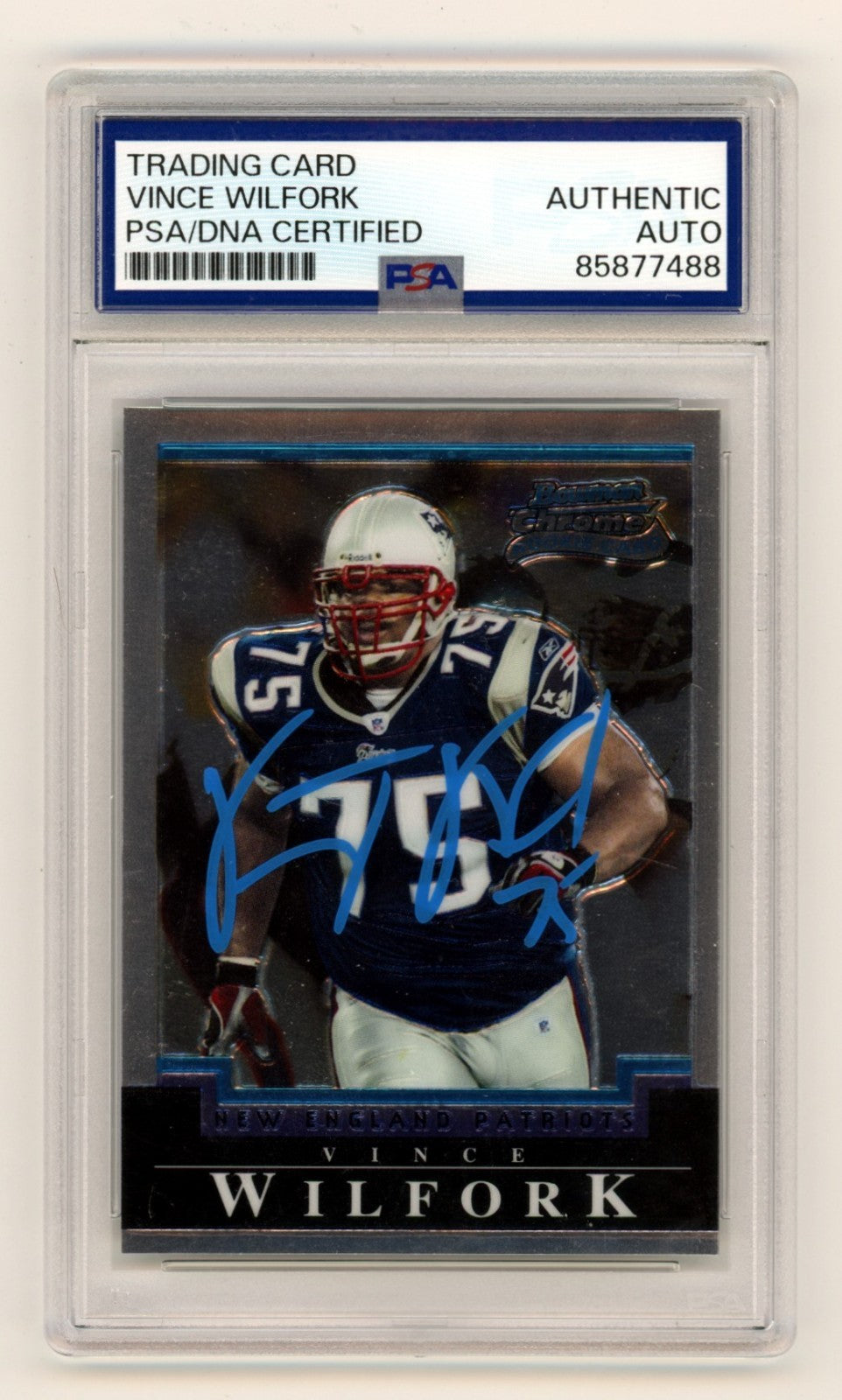Vince Wilfork 2004 Bowman Chrome #133 Signed Rookie RC PSA/DNA Authenticated-Powers Sports Memorabilia