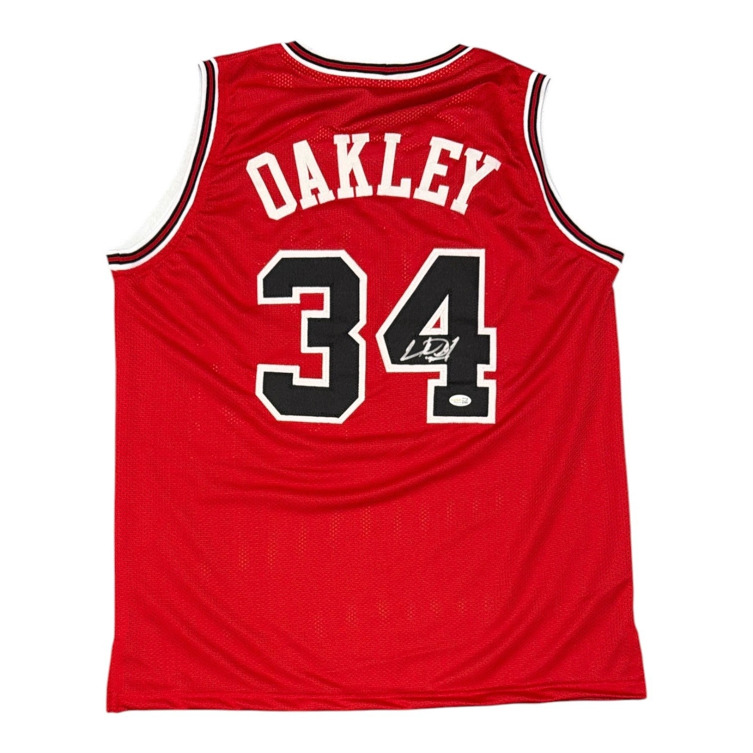 Charles Oakley Signed Custom Jersey JSA Witness Authenticated - Red Jersey-Powers Sports Memorabilia