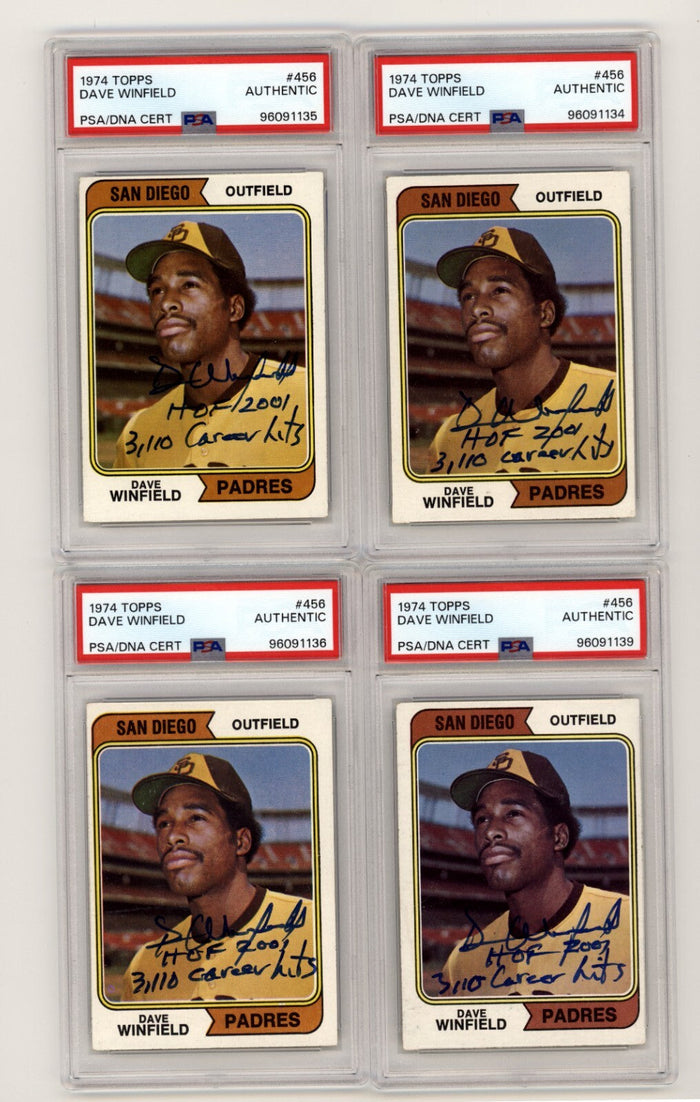 Dave Winfield 1974 Topps 456 Rookie RC Signed w/ HOF Hits Ins PSA/DNA Authenticated-Powers Sports Memorabilia