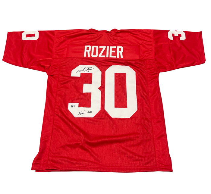 Mike Rozier Signed Custom Jersey w/ Heisman 83 Beckett Witness Authenticated-Powers Sports Memorabilia