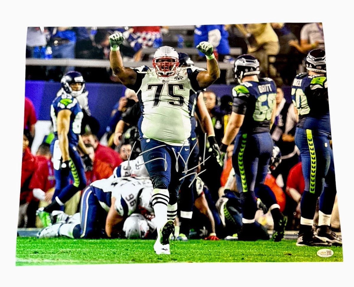 Vince Wilfork Signed New England Patriots 16x20 Super Bowl Photo JSA Witness Authenticated-Powers Sports Memorabilia