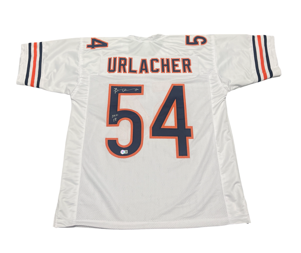 Brian Urlacher Signed Custom Jersey w/ HOF 18 Beckett Witness Authenticated-Powers Sports Memorabilia