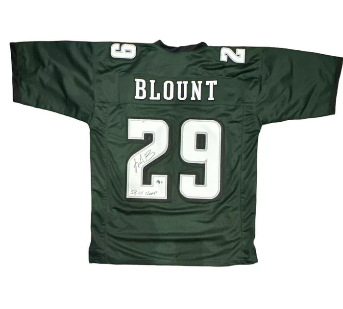 LeGarrette Blount Signed Custom Jersey SB LII Champ Beckett Witness Authenticated-Powers Sports Memorabilia