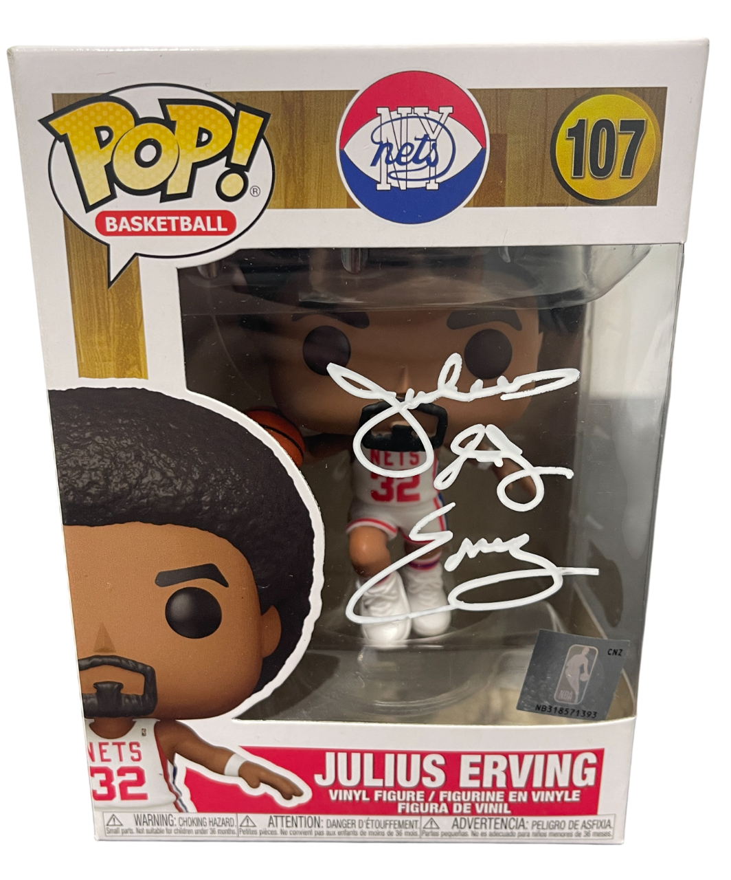 Julius Erving Signed Nets NBA Funko Pop #107 w/ Dr J Ins Beckett Witness Authenticated-Powers Sports Memorabilia