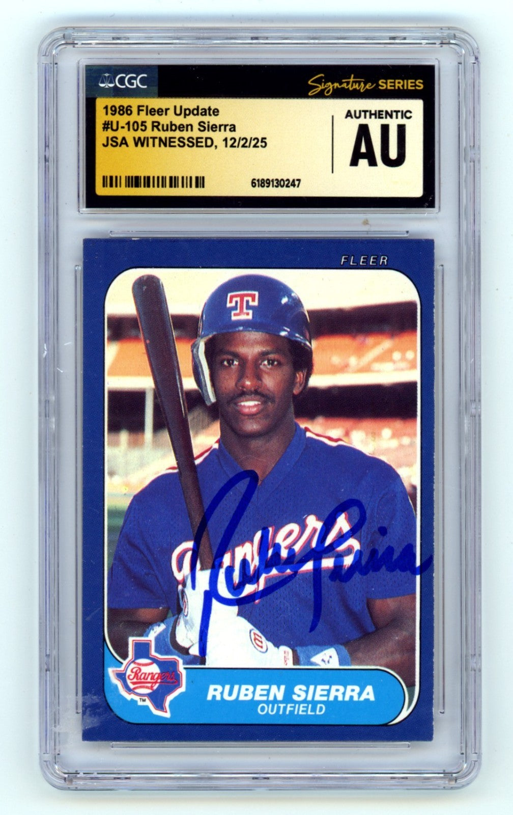 Ruben Sierra 1986 Fleer Update #U-105 Signed Rookie RC JSA CGC Authentic Rangers-Powers Sports Memorabilia