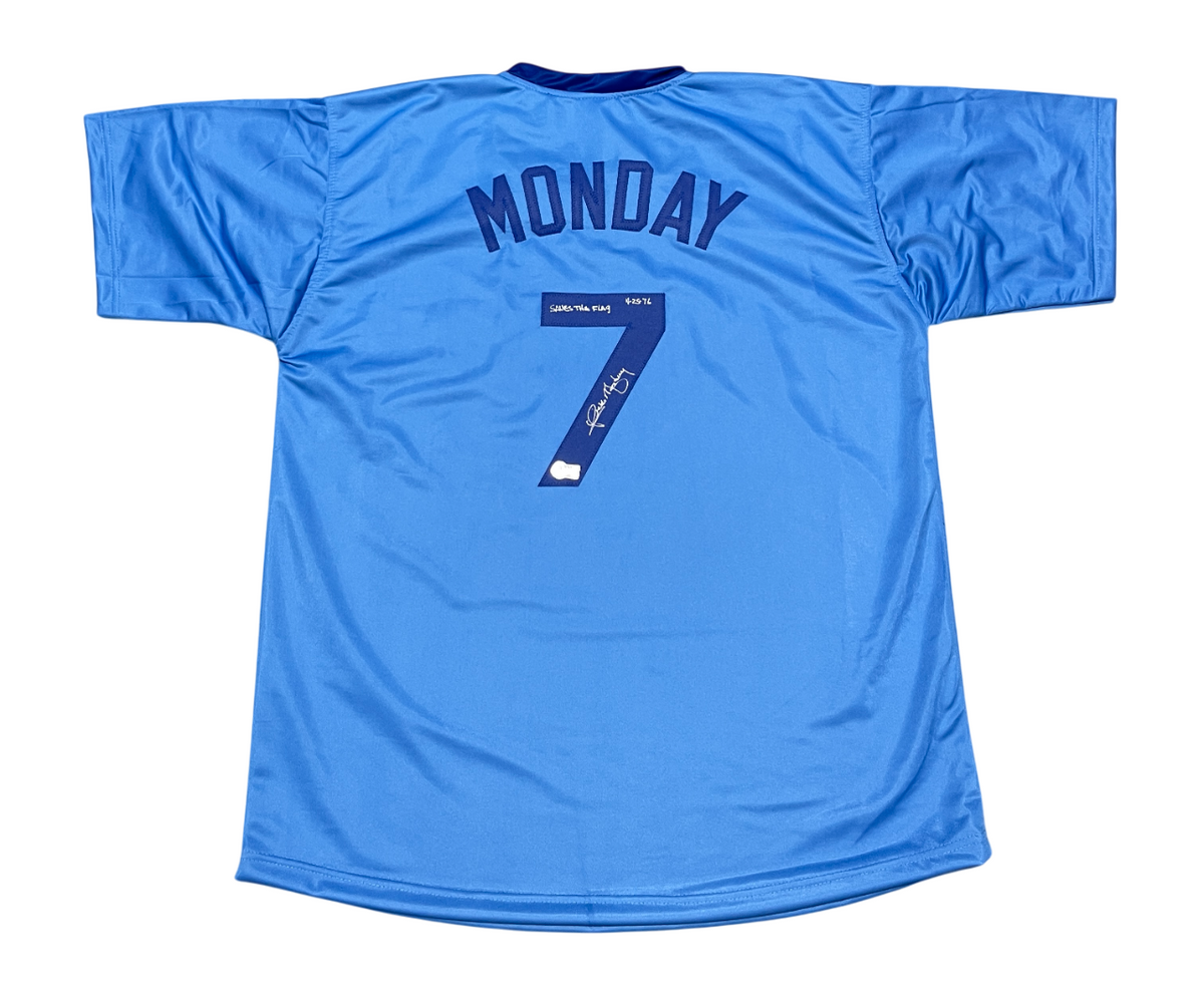 Rick Monday Signed Auto Cubs Custom Jersey w/ Save the Flag Beckett BAS COA-Powers Sports Memorabilia
