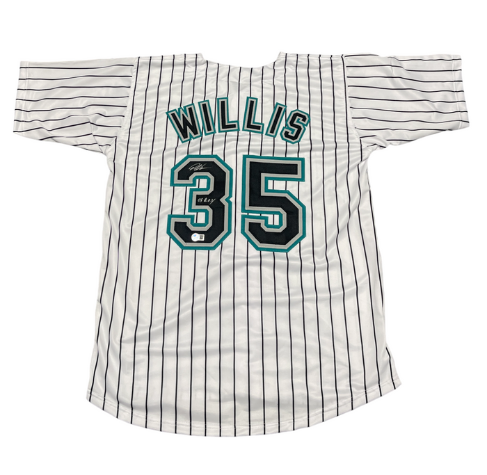 Dontrelle Willis Signed Marlins Custom Jersey w/ 03 NL ROY Beckett Wit BAS COA-Powers Sports Memorabilia