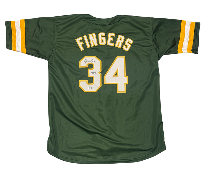 Rollie Fingers Signed Oakland Athletics Custom Jersey w HOF 92 Beckett W BAS COA-Powers Sports Memorabilia