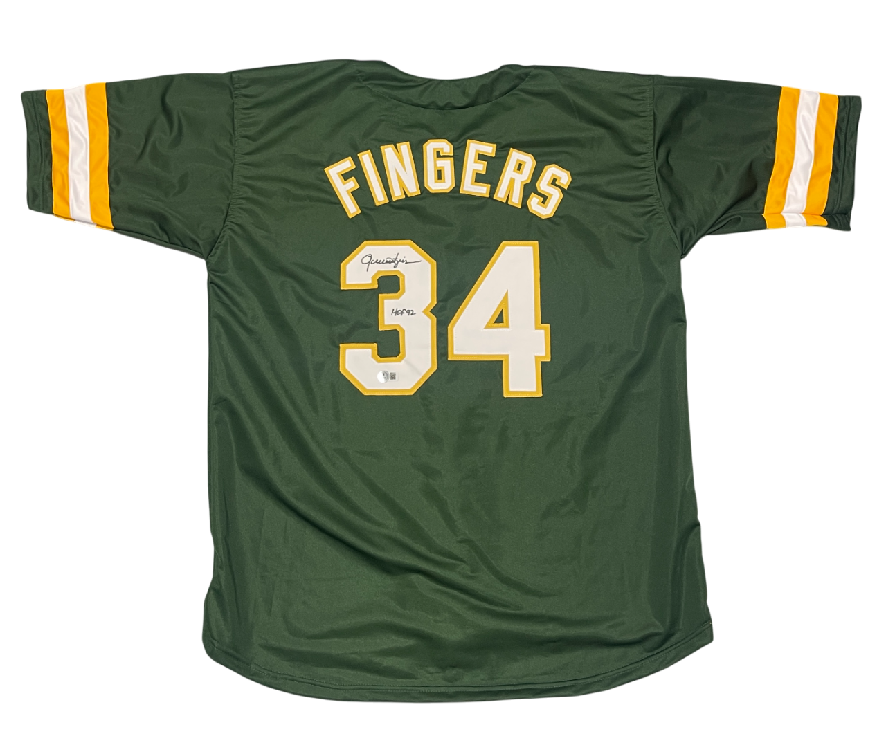 Rollie Fingers Signed Custom Jersey w HOF 92 Beckett W Beckett Authenticated-Powers Sports Memorabilia