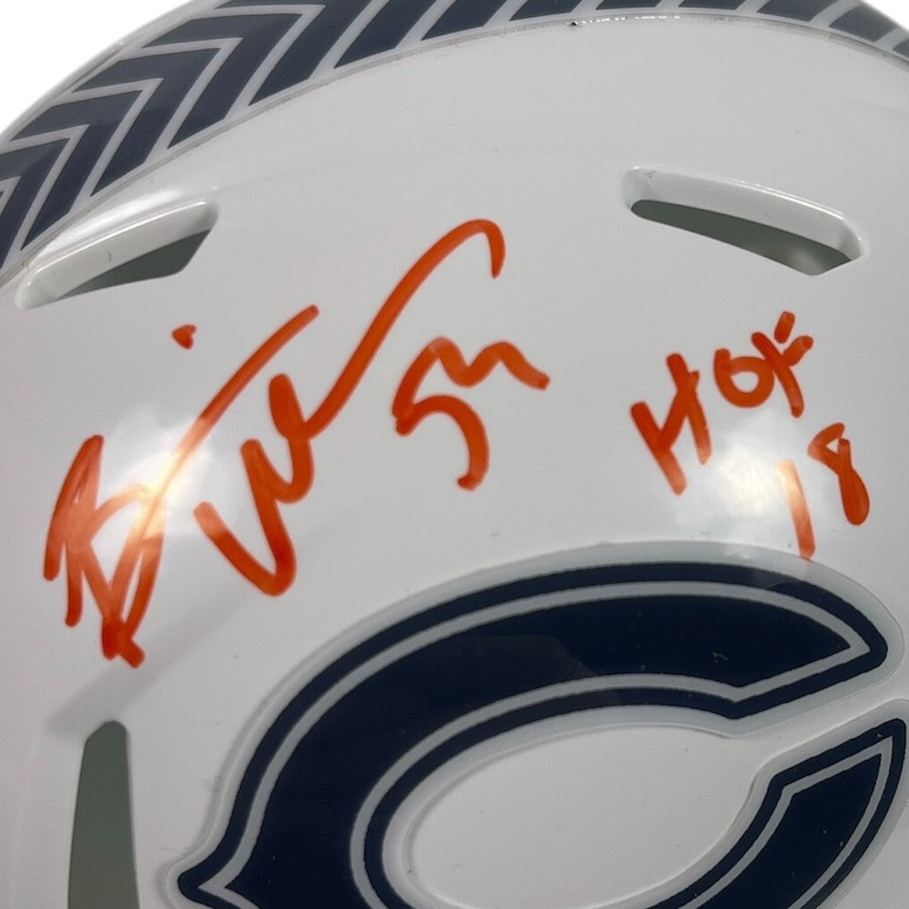 Brian Urlacher Signed Bears 24 Salute Mini Helmet w/ HOF 18 Beckett Witness Authenticated-Powers Sports Memorabilia