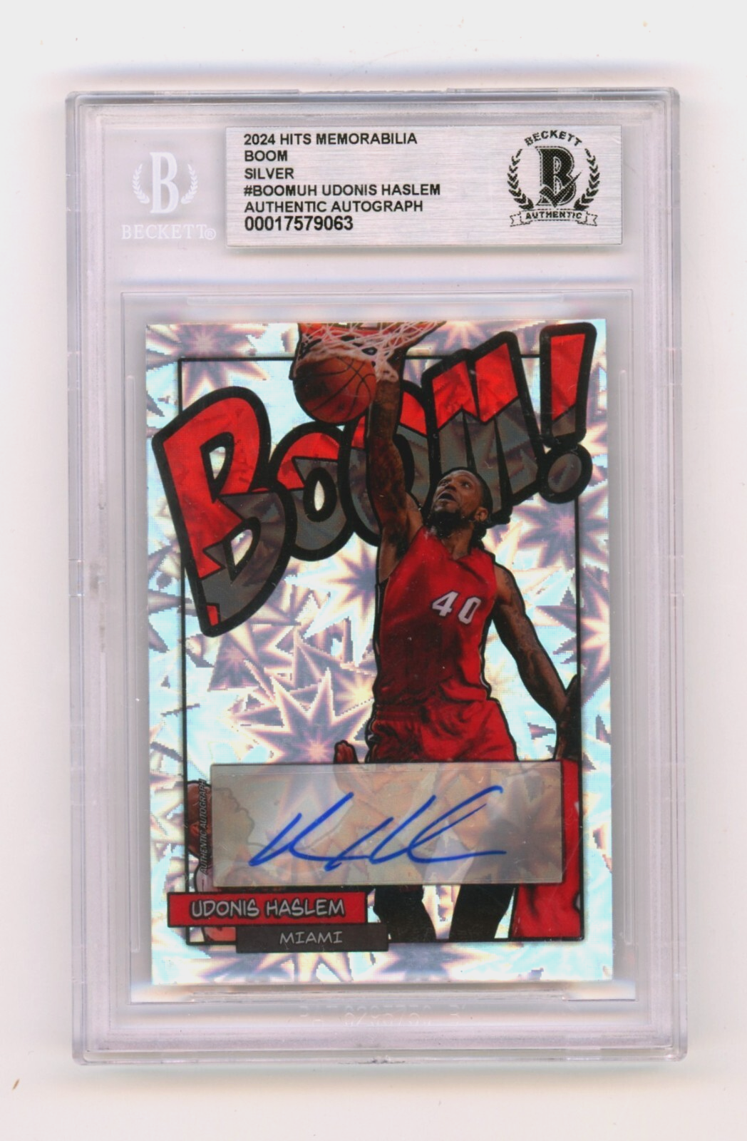 Udonis Haslem 2024 Hits Memorabilia BOOM Silver Signed BGS BAS Auto Miami Heat-Powers Sports Memorabilia