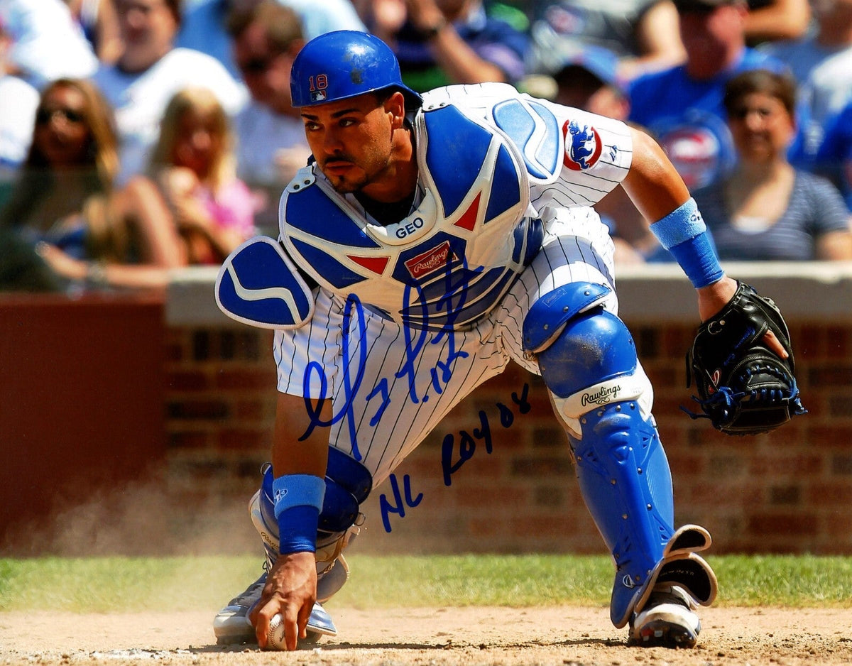 Geovany Soto Signed Chicago Cubs 8x10 Photo w/ NL ROY 08 LSCM Authenticated #2-Powers Sports Memorabilia