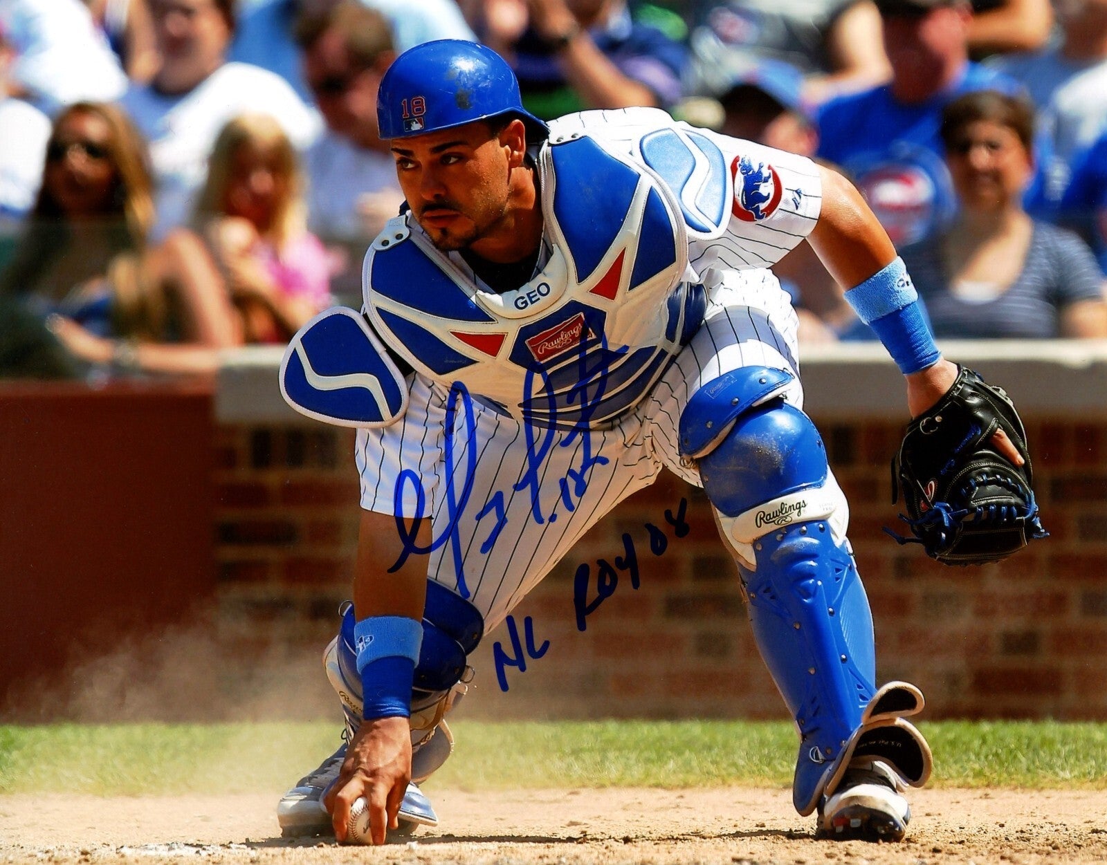 Geovany Soto Signed Chicago Cubs 8x10 Photo w/ NL ROY 08 LSCM Authenticated #2-Powers Sports Memorabilia