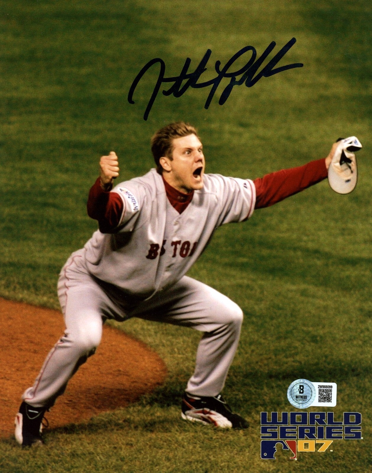 Jonathan Papelbon Signed Boston Red Sox 8x10 Beckett Witness Authenticated #3-Powers Sports Memorabilia