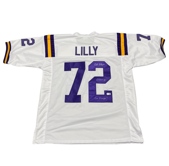 Bob Lilly Signed TCU Custom Jersey w/ 2 Ins Beckett Witness Authenticated-Powers Sports Memorabilia