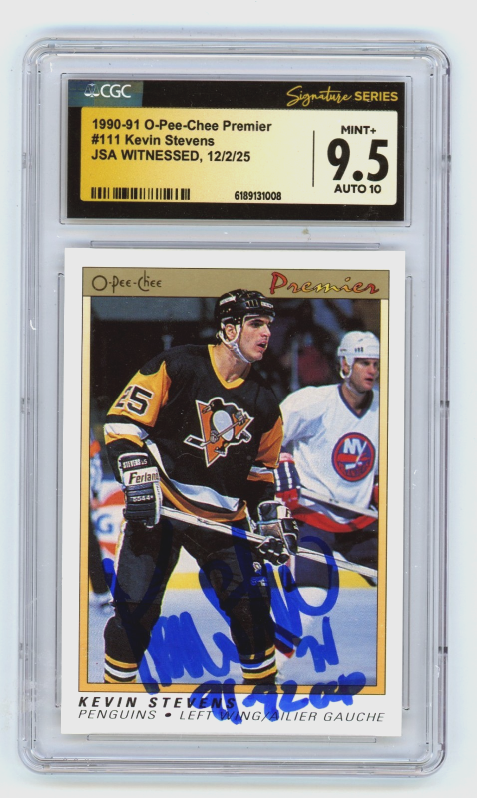 Kevin Stevens 1990-91 O-Pee-Chee Premier Signed RC JSA CGC 9.5 10 Auto-Powers Sports Memorabilia