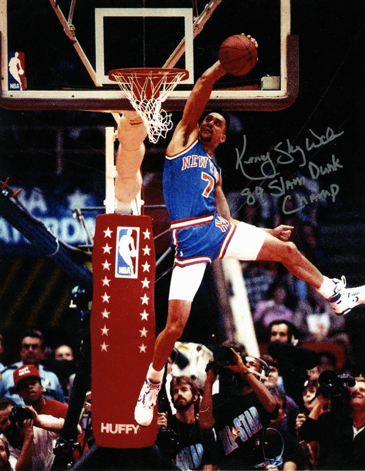 Kenny "Sky" Walker Signed NY Knicks 8x10 Photo w/ 89 Slam Dunk Champ LSCM COA #3-Powers Sports Memorabilia